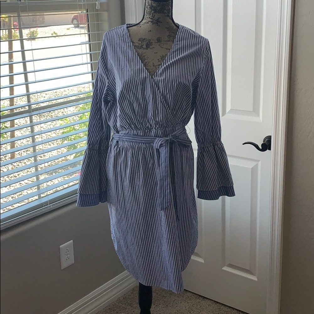 Blue and white striped lightweight dress